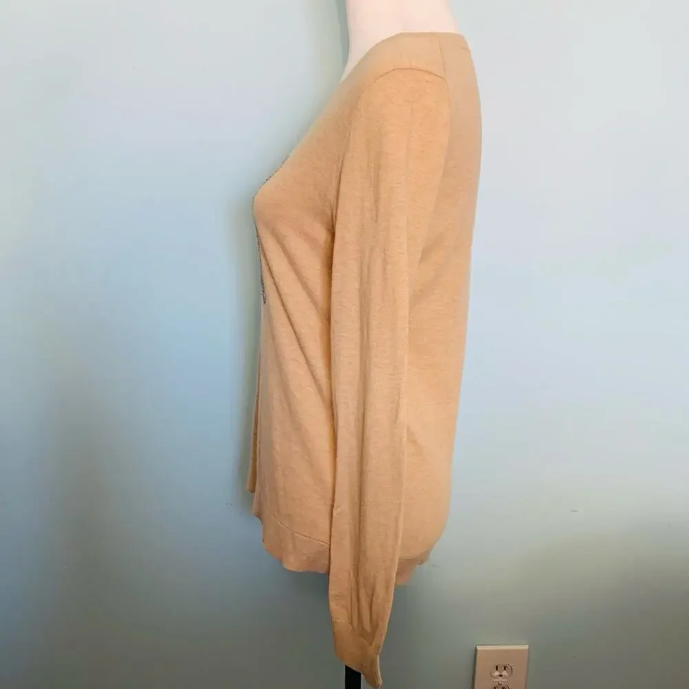 J. Crew Factory Embroidered Cheetah Teddie Sweater Size Small - Picture 4 of 9